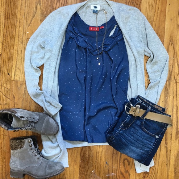 Elle Blue Polka Dot Racerback Ruffle Tank Top - Picture 2 of 2